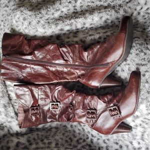 Miz Mooz mid calf brown leather Amber boots. 8.5